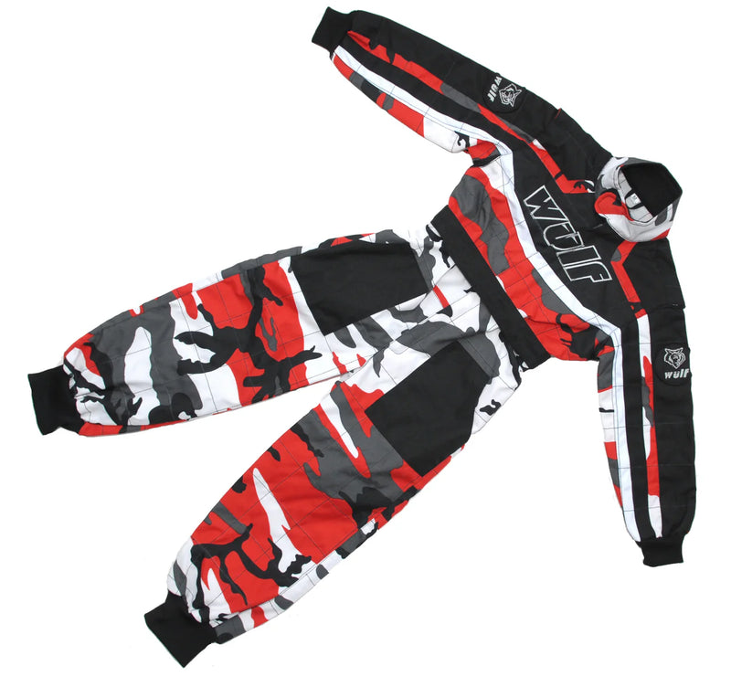 Wulfsport Cub Racing Camo Suit - Red