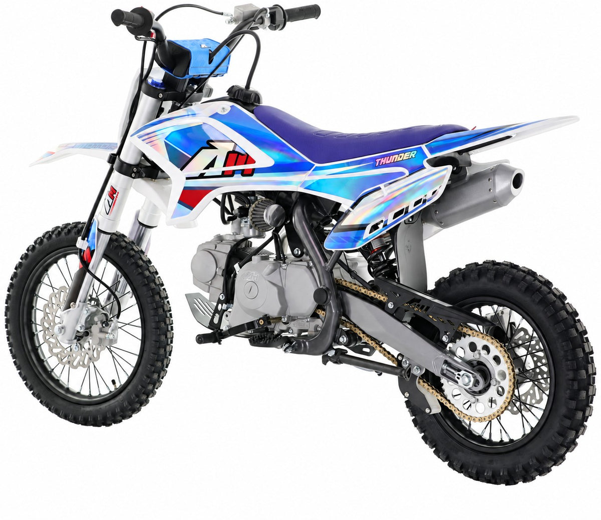 110CC RFN RACING™ THUNDER PRO KIDS SEMI AUTO PIT BIKE  - BLUE