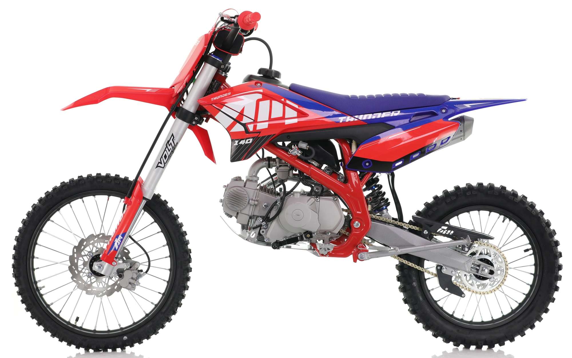 140cc RFN Thunder Dirt Bike - XL Wheel - 19"/16" - Red & Blue
