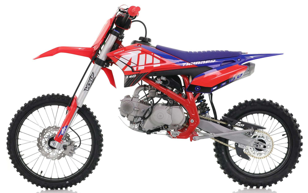 140cc RFN Thunder Dirt Bike - XL Wheel - 19"/16" - Red & Blue