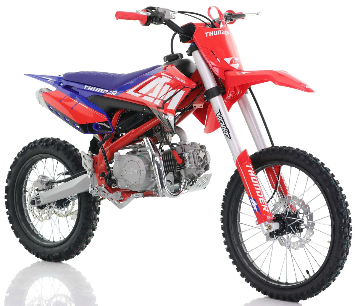 140cc RFN Thunder Dirt Bike - XL Wheel - 19"/16" - Red & Blue
