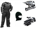 Kids Wulfsport Clothing & Helmet Bundle Deal - Black & White