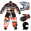 Kids Wulfsport Clothing & Helmet Bundle Deal - Orange Camo