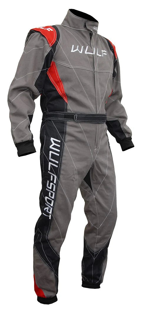 Wulfsport Adults Proban Racing Suit - Flame Retardant - Grey / Red